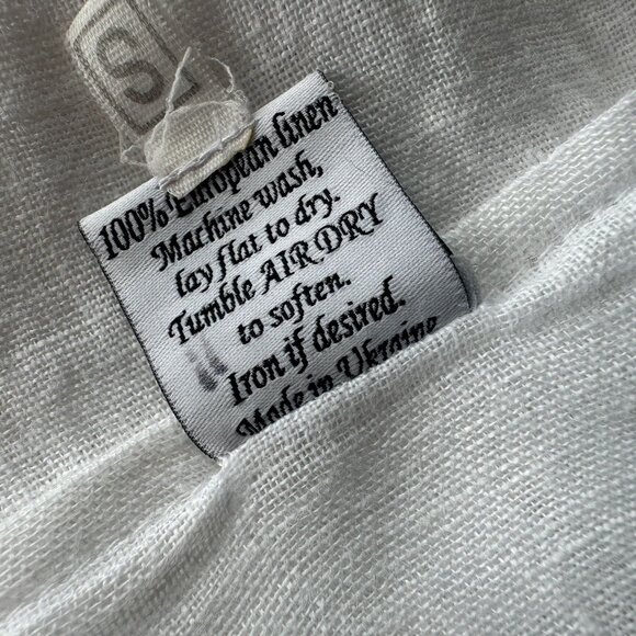 Crown Linen Designs Womens Small Top Tunic Balloon Sleeve White Relaxed Fit - Picture 11 of 11